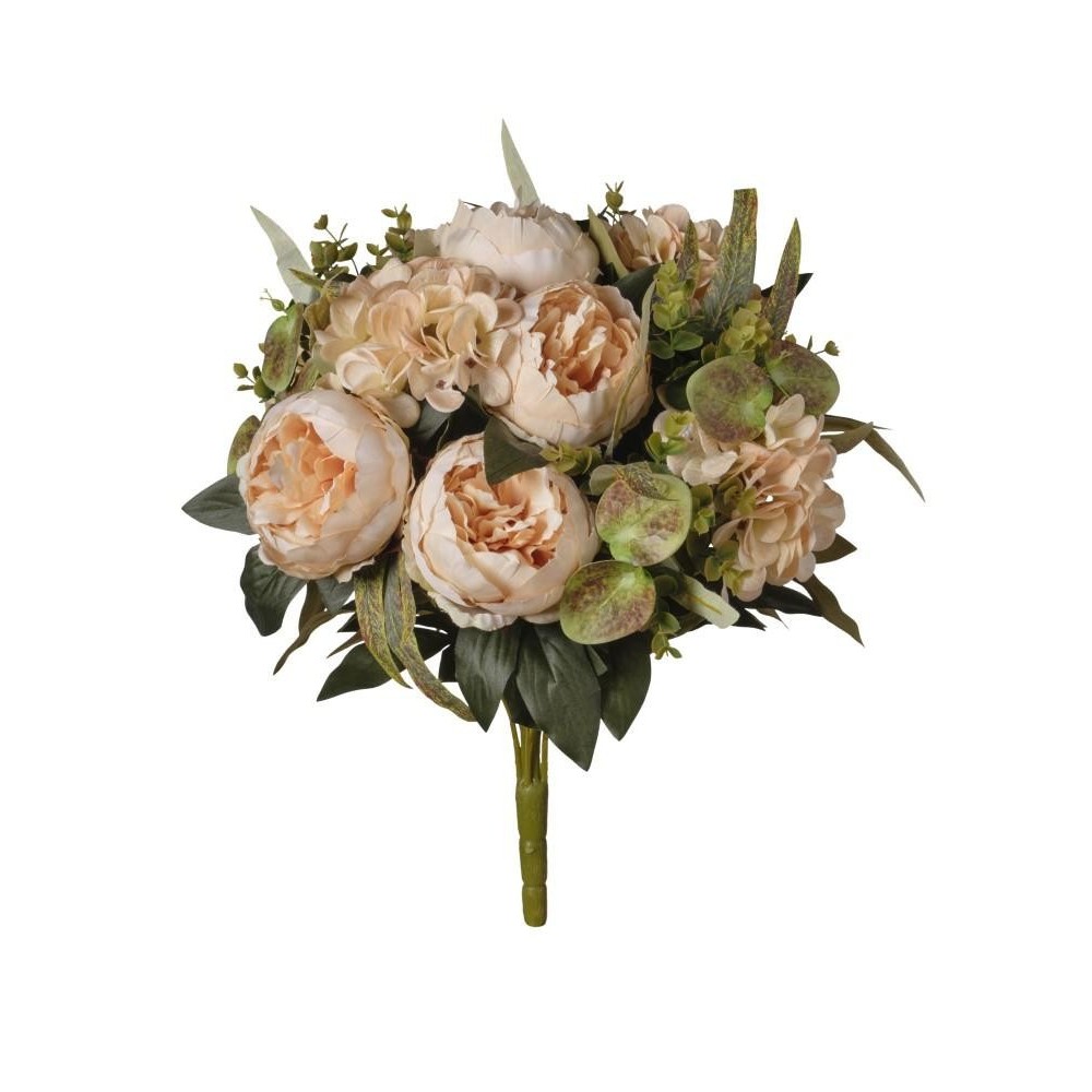 MAZZO PEONIE E ORTENSIE X17 CM.55 BEIGE